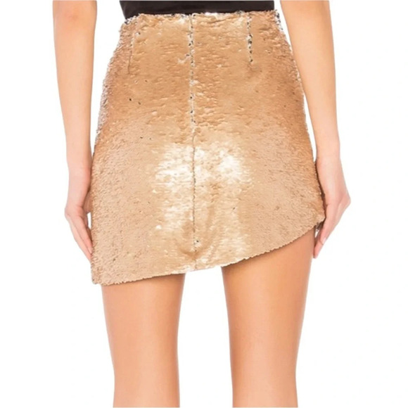 NBD Revolve Sequin Angled Angel Mini Skirt Gold Size XS - Picture 2 of 9